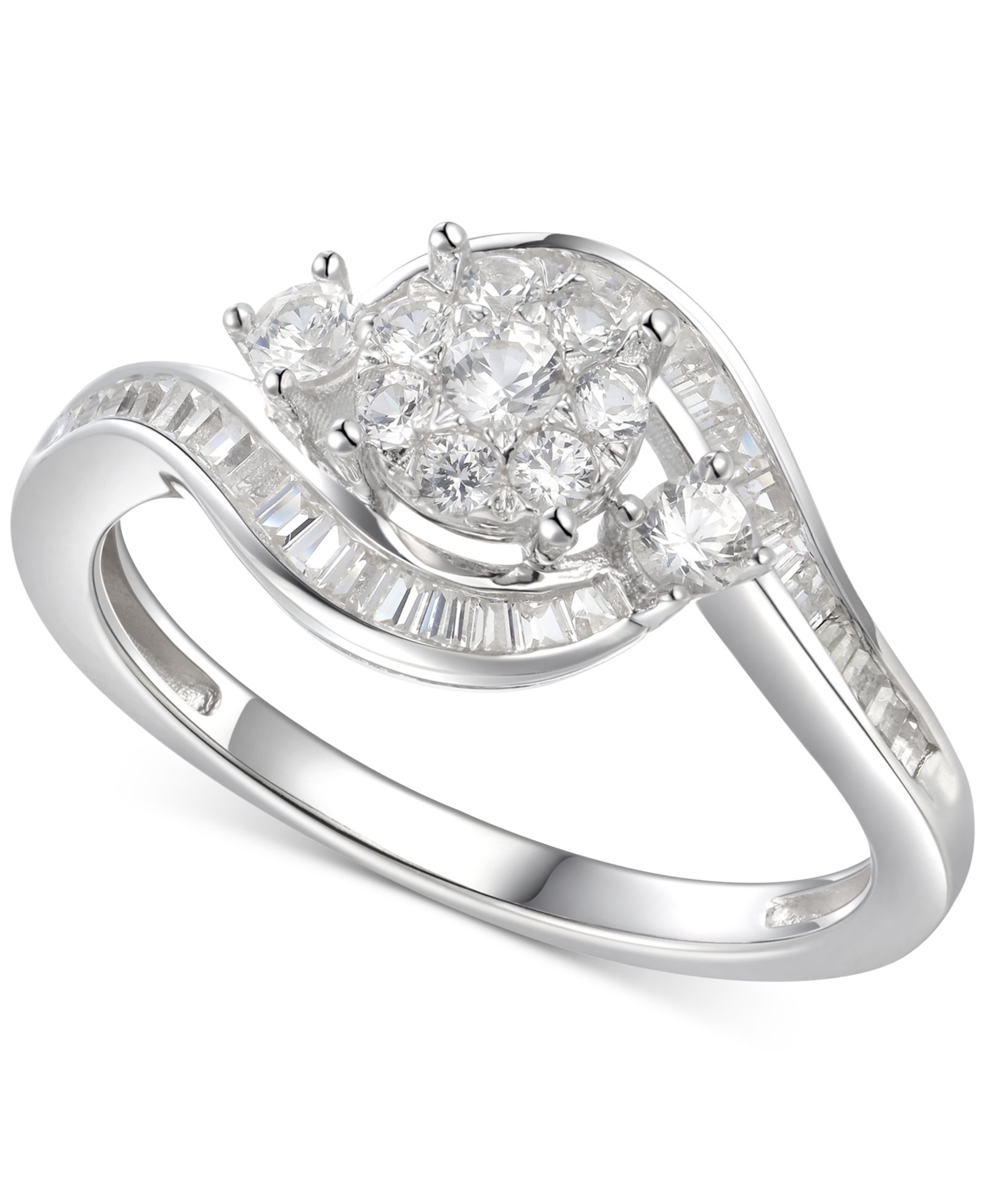 Кольцо с мультитекстурными камнями Cubic Zirconia из стерлингового серебра