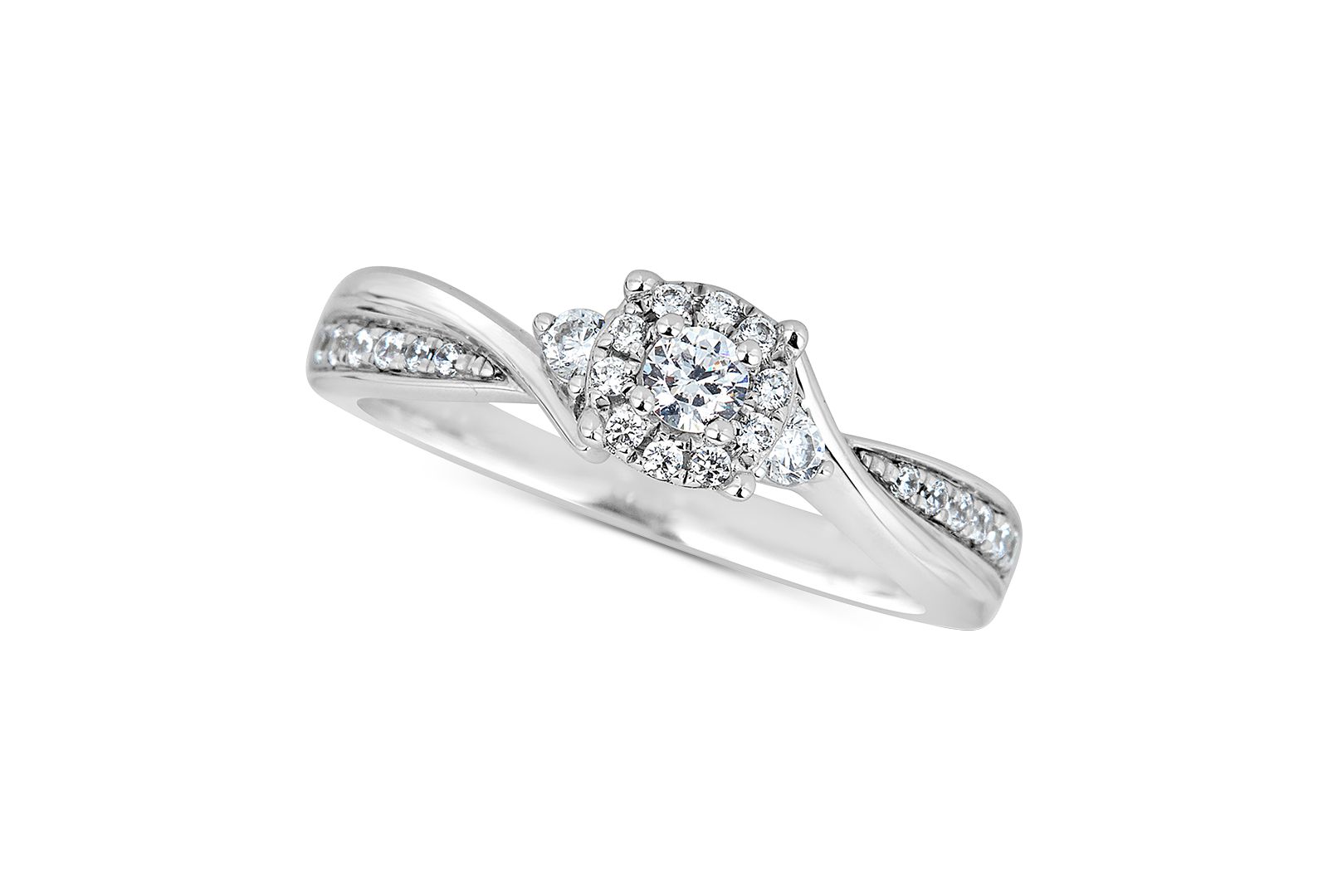 Diamond Cluster Engagement Ring (1/3 ct. t.w.) in 14k White Gold
