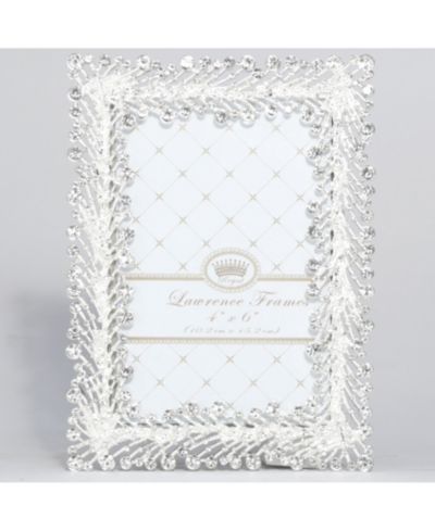 Рамка для фото Lawrence Frames Jasmond, серебристый металл с кристаллами, 4" x 6"