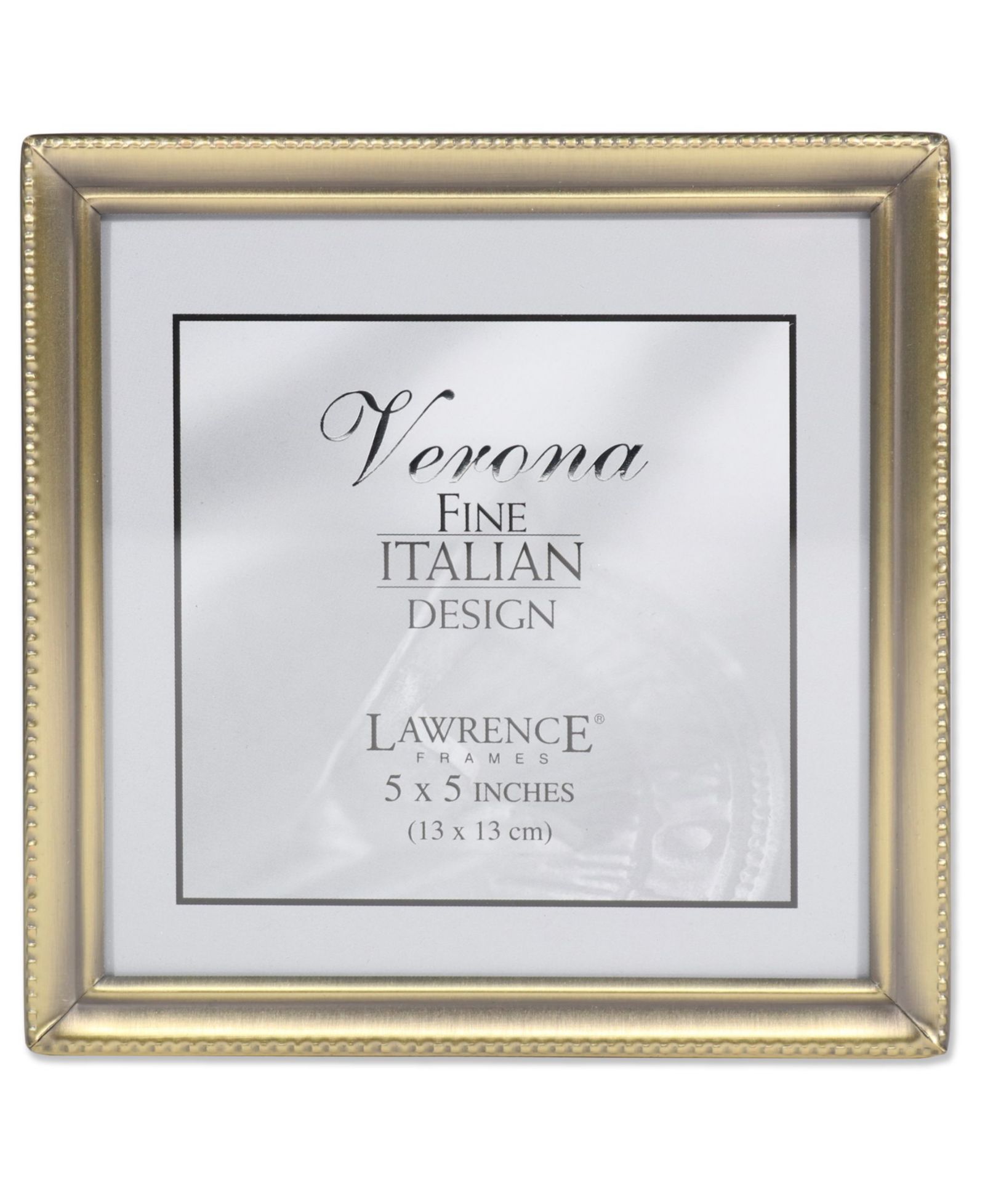 Lawrence Frames Antique Brass Picture Frame - Bead Border Design - 5" x 5"
