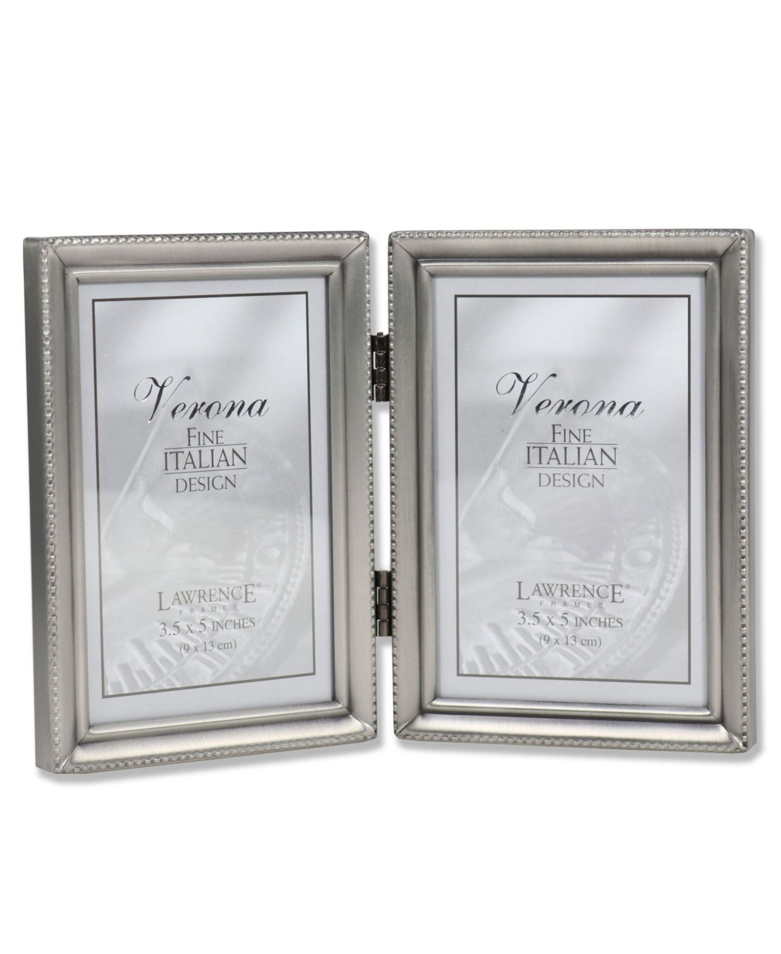 Двойная фоторамка Lawrence Frames Antique Pewter Hinged - Beaded Edge Design - 3.5" x 5"