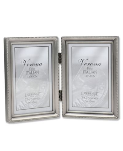 Двойная фоторамка Lawrence Frames Antique Pewter Hinged - Beaded Edge Design - 3.5" x 5"