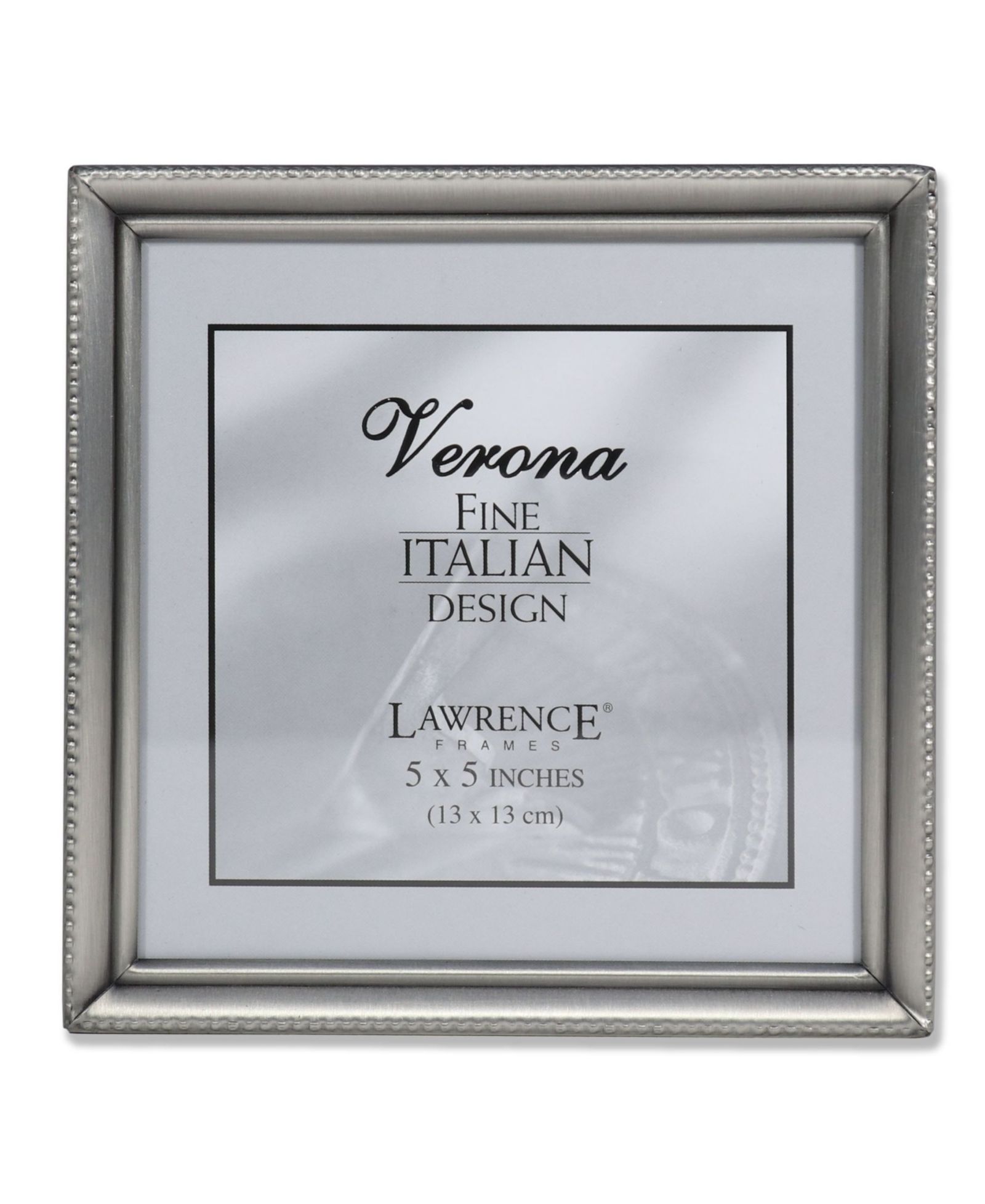 Lawrence Frames Antique Pewter Picture Frame - Bead Border Design - 5" x 5"