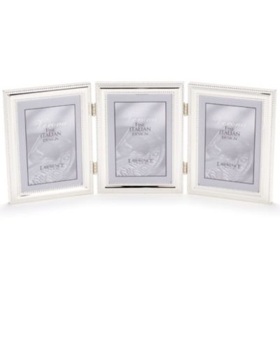 Lawrence Frames 510745T Silver Plated Double Bead Hinged Triple Picture Frame - 4" x 5"