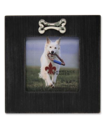 Lawrence Frames черная рамка для собаки с украшением в виде кости, 4" x 4"