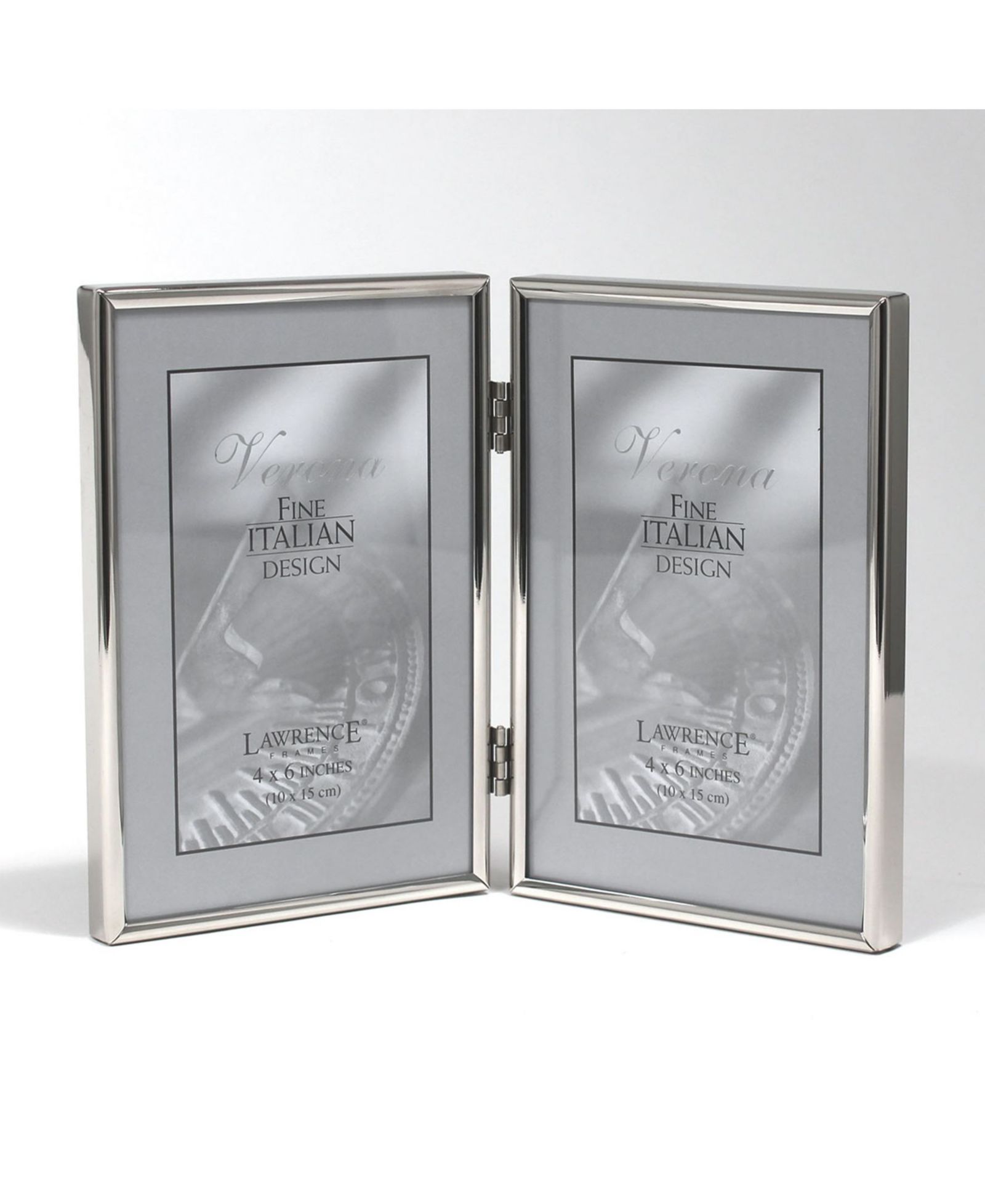Двойная металлическая фоторамка Lawrence Frames Silver, 4" x 6"