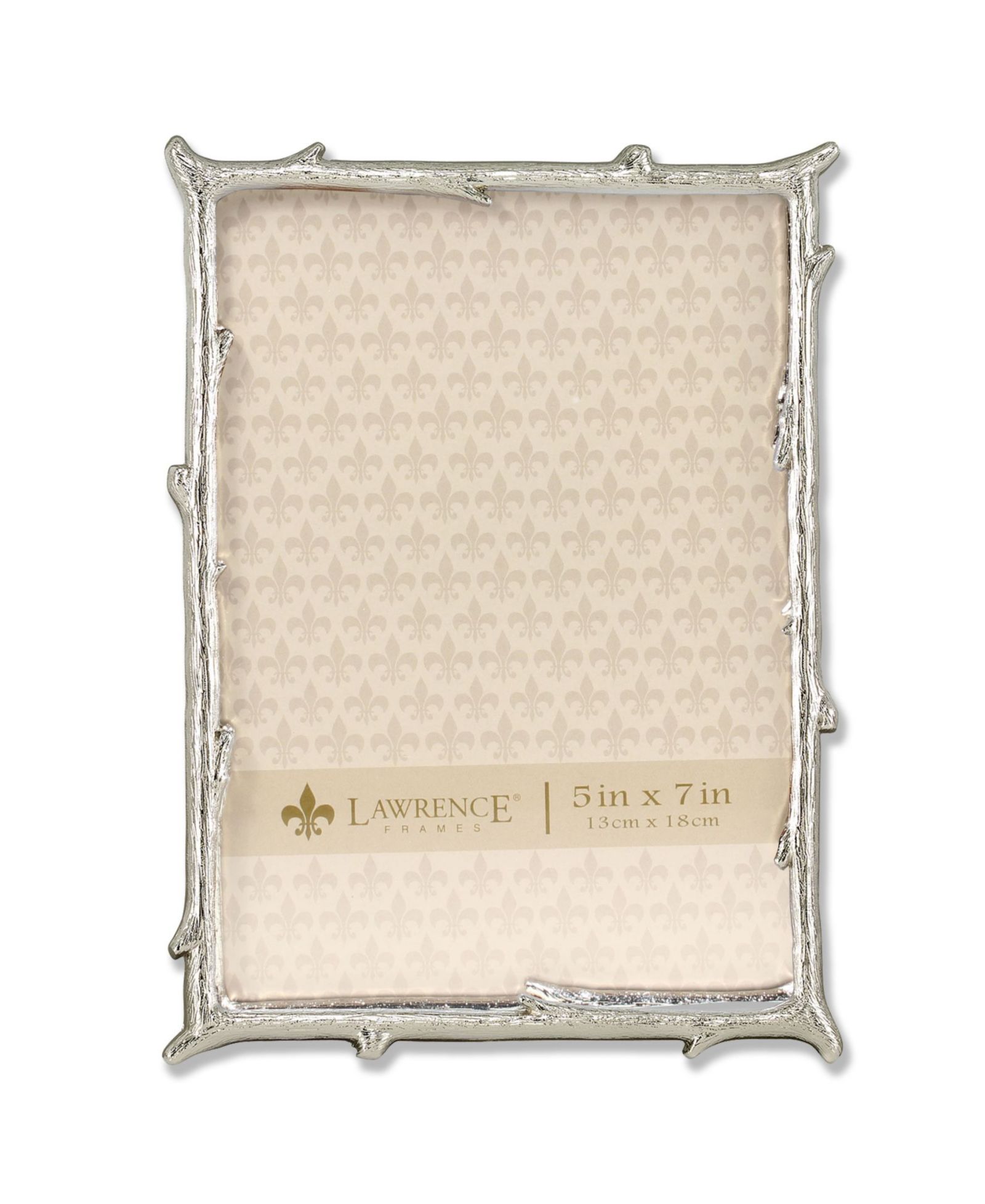 Lawrence Frames Silver Metal Picture Frame with Natural Branch Design - 5" x 7"
