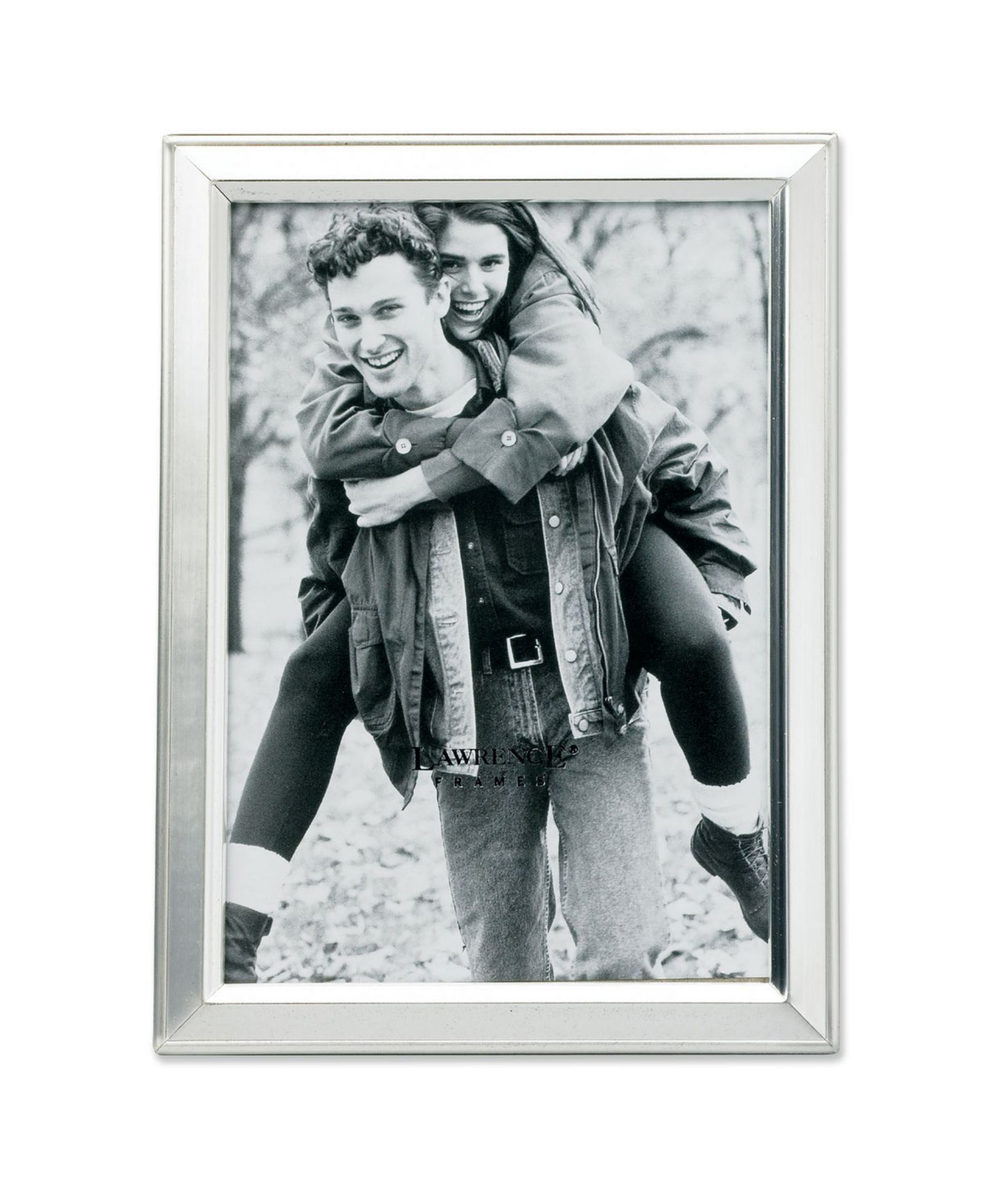 Lawrence Frames Brushed Silver Plated Metal Picture Frame - 5" x 7"