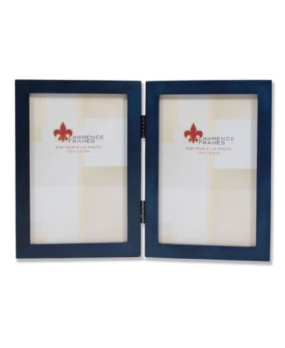 Lawrence Frames Hinged Double Blue Wood Picture Frame - Gallery Collection - 4" x 6"