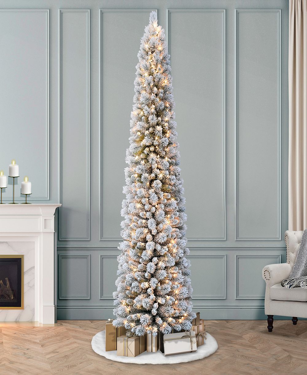 Puleo 7.5ft Pre-Lit Artificial Pine Tree