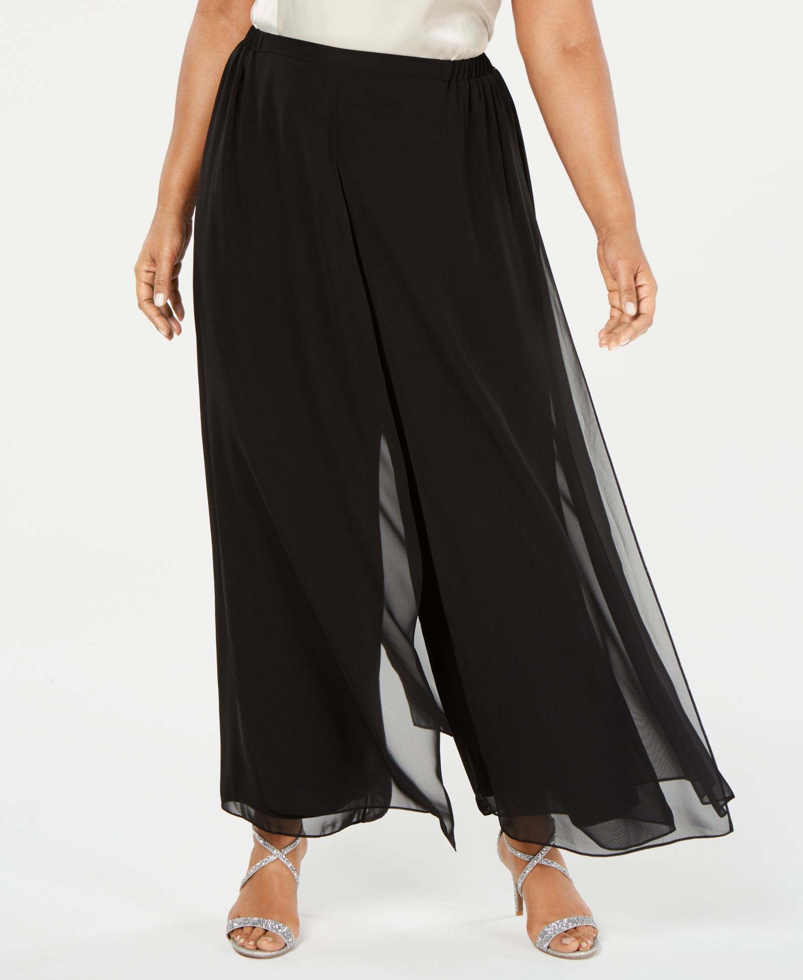 Alex Evenings Plus Size Flowy Wide-Leg Pants