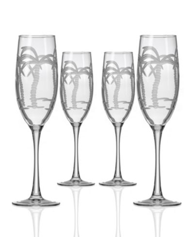 Rolf Glass Palm Tree Champagne Flute 8oz - Set of 4 Glasses