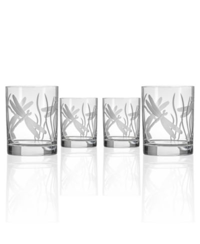 Rolf Glass Dragonfly Double Old Fashioned Glass 13oz - Set of 4 Glasses
