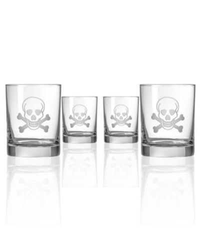 Набор из 4 стаканов Rolf Glass Skull and Crossbones Double Old Fashioned 13oz