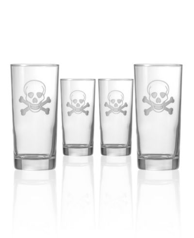 Набор из 4 стаканов Rolf Glass Skull and Crossbones Highball, 15oz