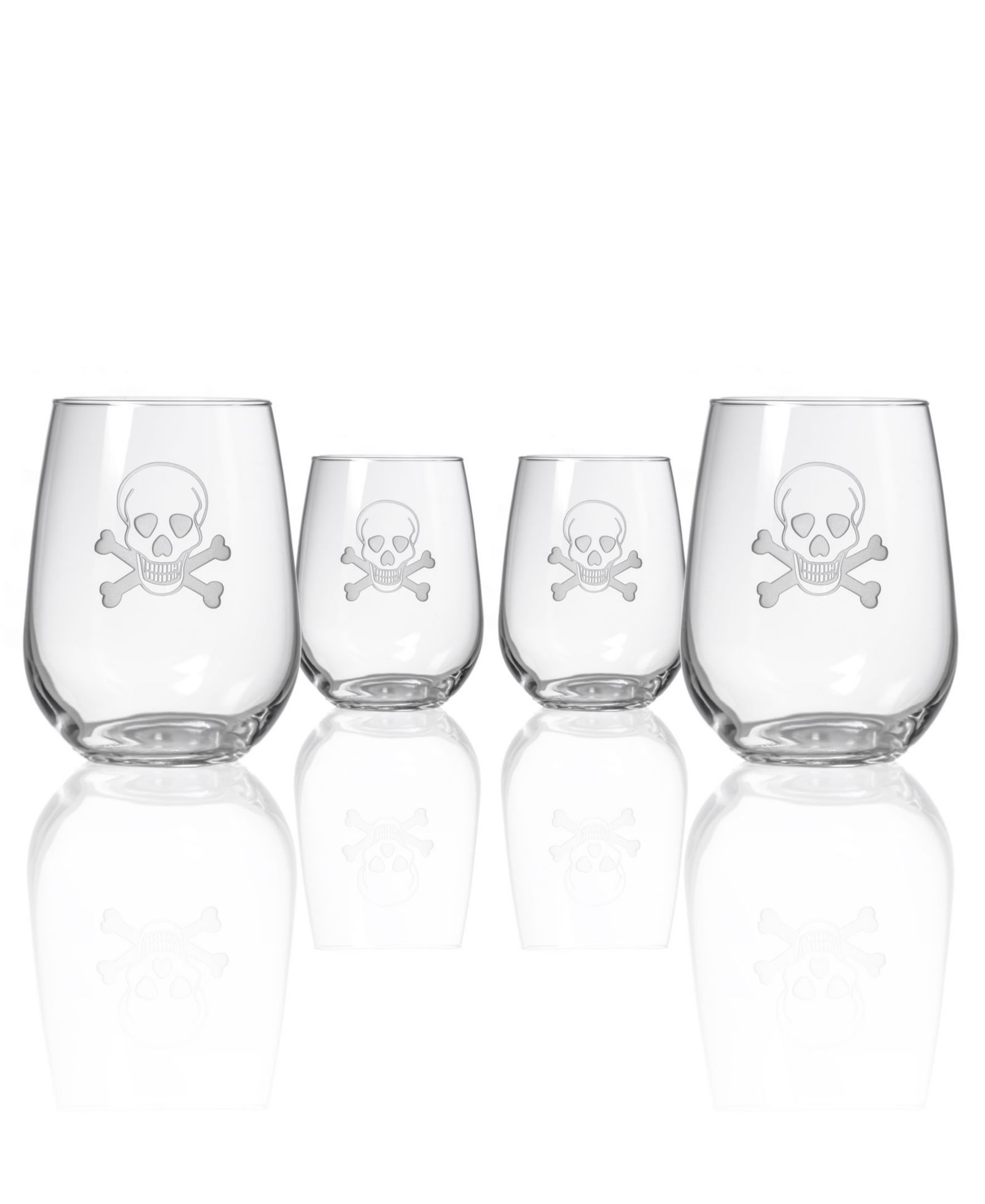 Набор из 4 бокалов Rolf Glass Skull and Crossbones без ножки, 17oz