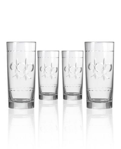 Rolf Glass Fleur De Lis Cooler Highball Glass 15oz - Set of 4 Glasses