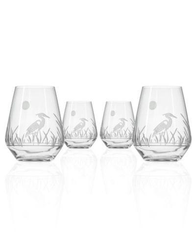 Rolf Glass Heron Stemless Wine Tumbler 18oz - Set of 4 Glasses