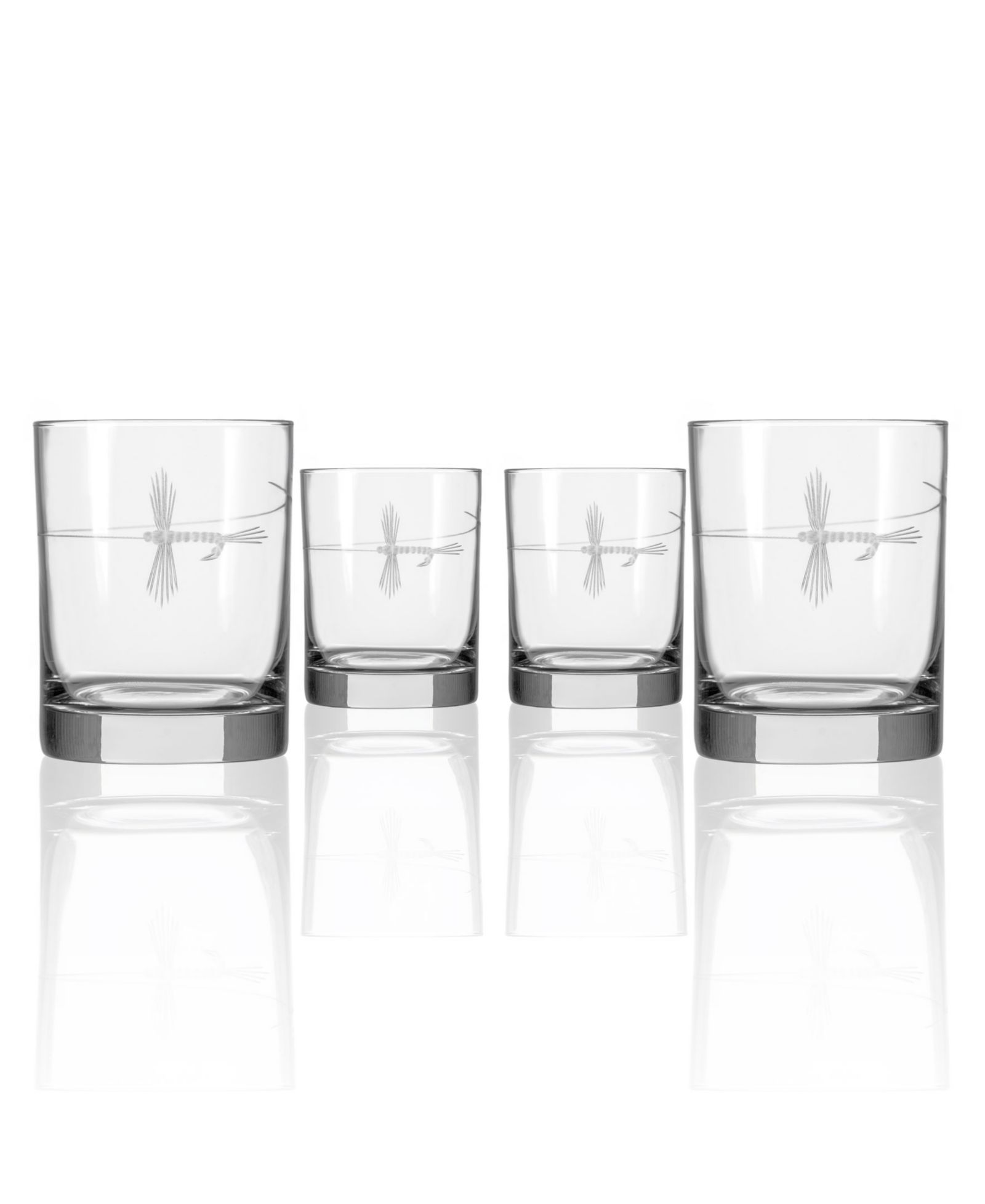 Набор из 4 стаканов Rolf Glass Fly Fishing Double Old Fashioned 13oz