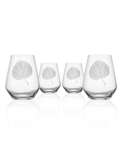 Rolf Glass Leaf Stemless Wine Tumbler 18 oz. - Set of 4 Glasses