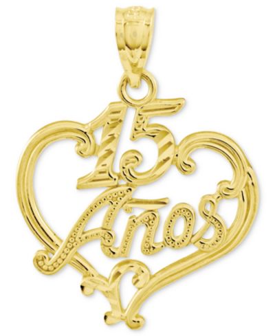 Подвеска 14k Gold Charm, бриллиантовая огранка, сердце 15 Anos