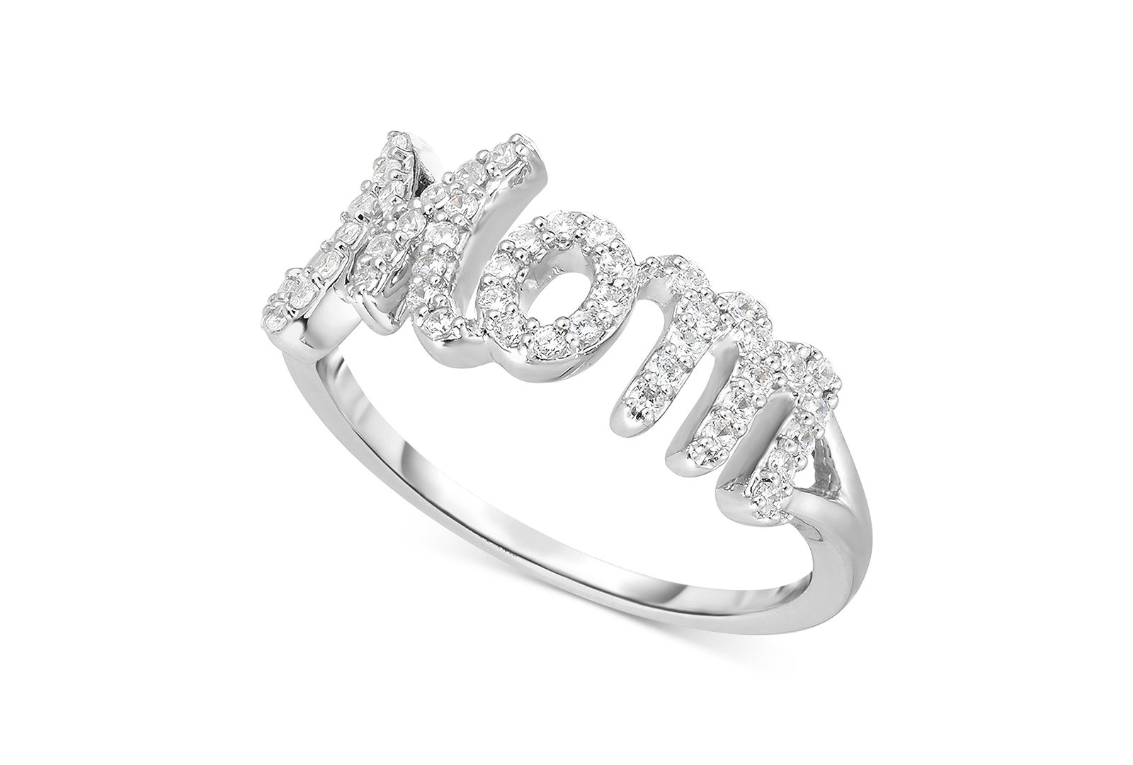 Diamond "Mom" Ring (1/4 ct. t.w.) in Sterling Silver