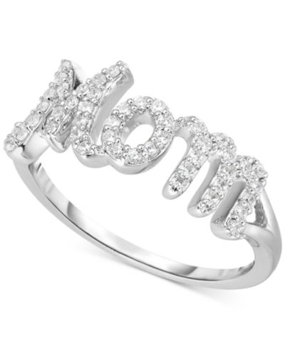 Кольцо Diamond "Mom" в серебряной оправе