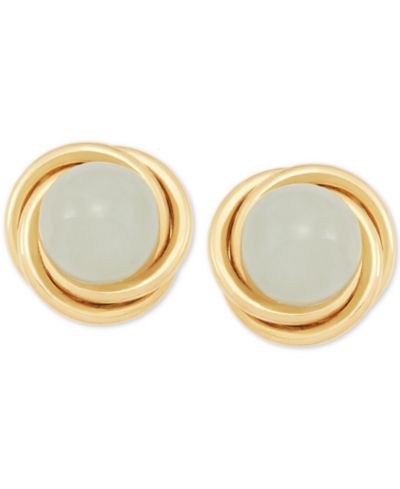 Серьги-гвоздики Jade (6mm) с узлом в 10k Gold