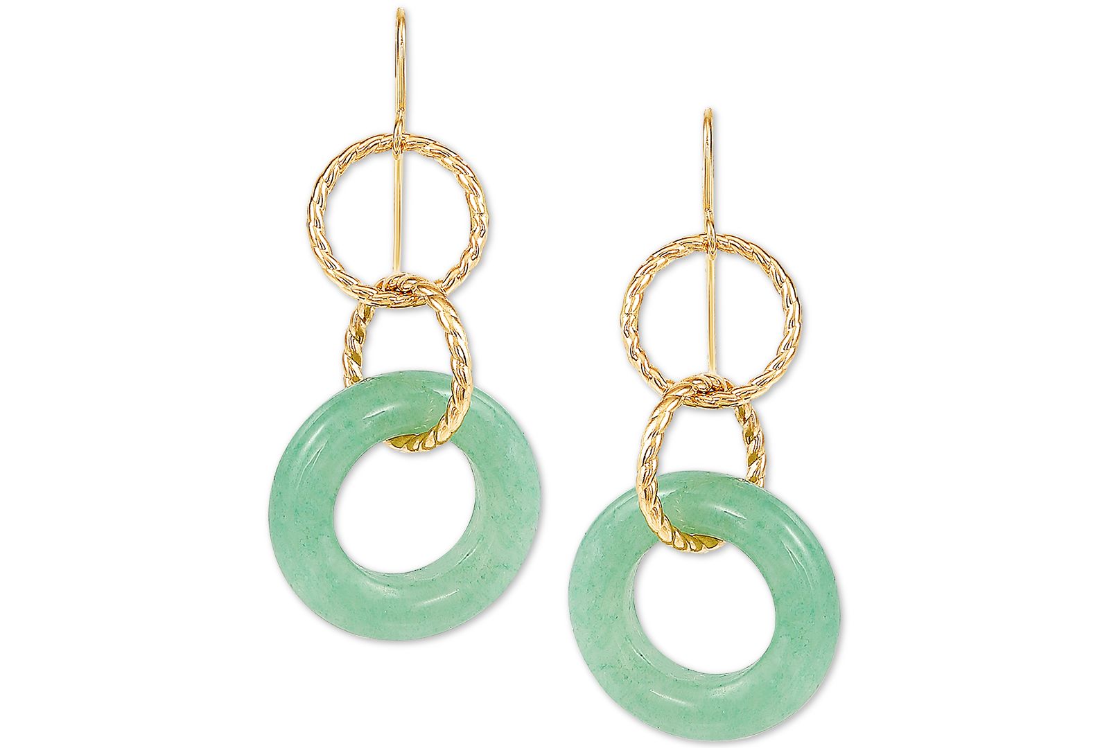 Jade Multi-Ring Drop Earrings in 10k Gold