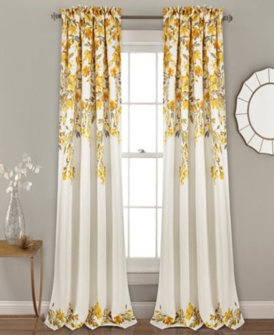 Lush Decor Tanisha светопропускающие шторы для окон, пара 52"W x 84"L, темно-синий и белый - цветочные шторы для спальни - портьеры - шторы для гостиной