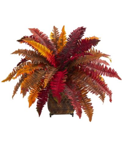 Искусственное растение Nearly Natural Autumn Boston Fern в металлическом кашпо