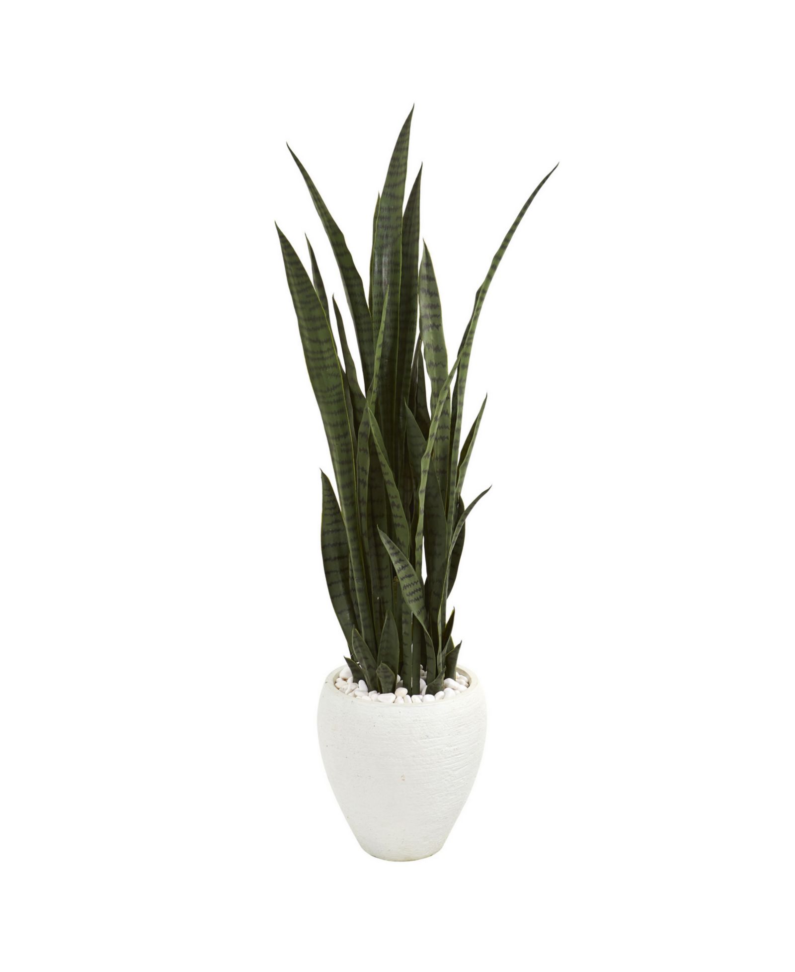 Искусственное растение Nearly Natural Sansevieria 51" в белом кашпо