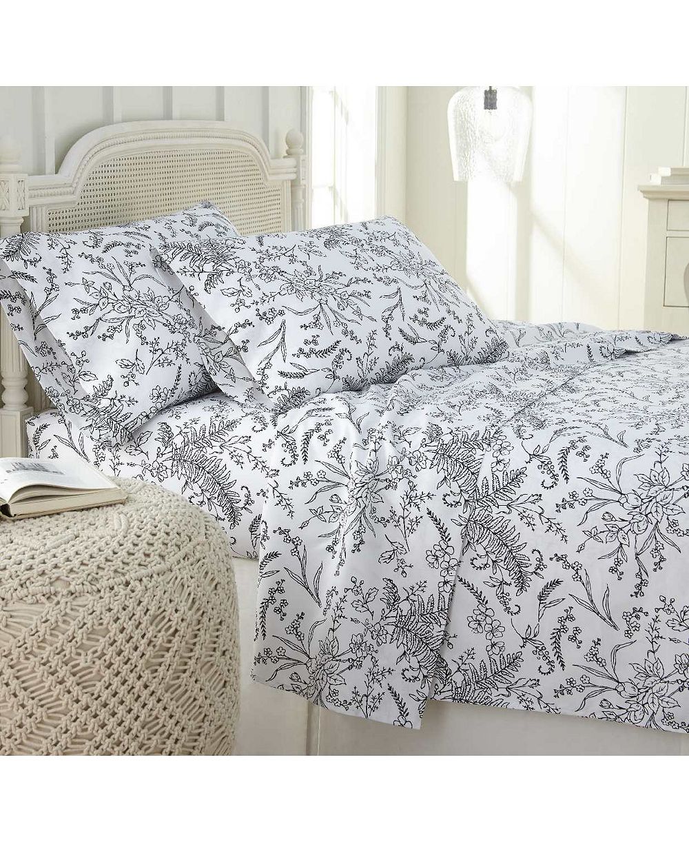 Southshore Fine Linens Ultra-Soft Floral or Solid 4-Pc. Sheet Set, California King