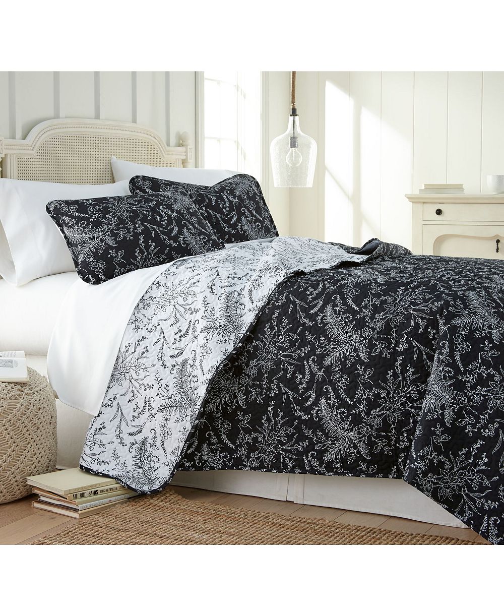 Southshore Fine Linens Winter Brush Lightweight Reversible Floral Quilt Set, King/California King