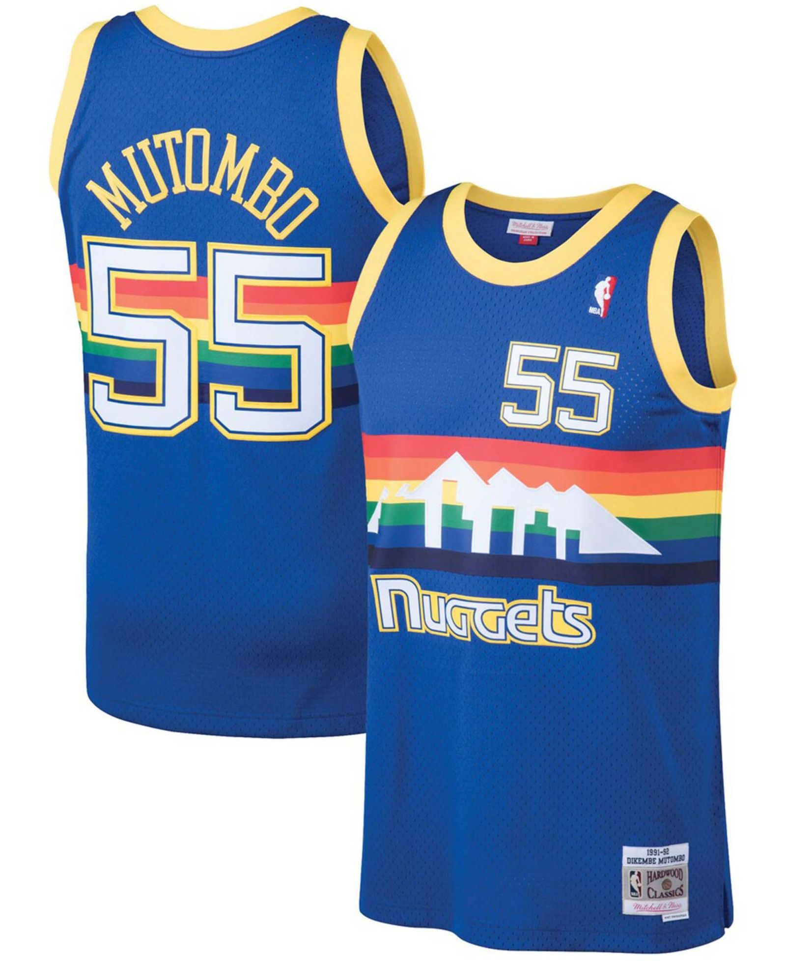 Мужской Dikembe Mutombo Blue Denver Nuggets 1991-92 Hardwood Classics Swingman Jersey