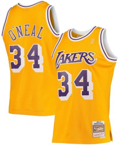 Мужская джерси Shaquille O'Neal Los Angeles Lakers Hardwood Classics 1996-97 Swingman, золотистого цвета