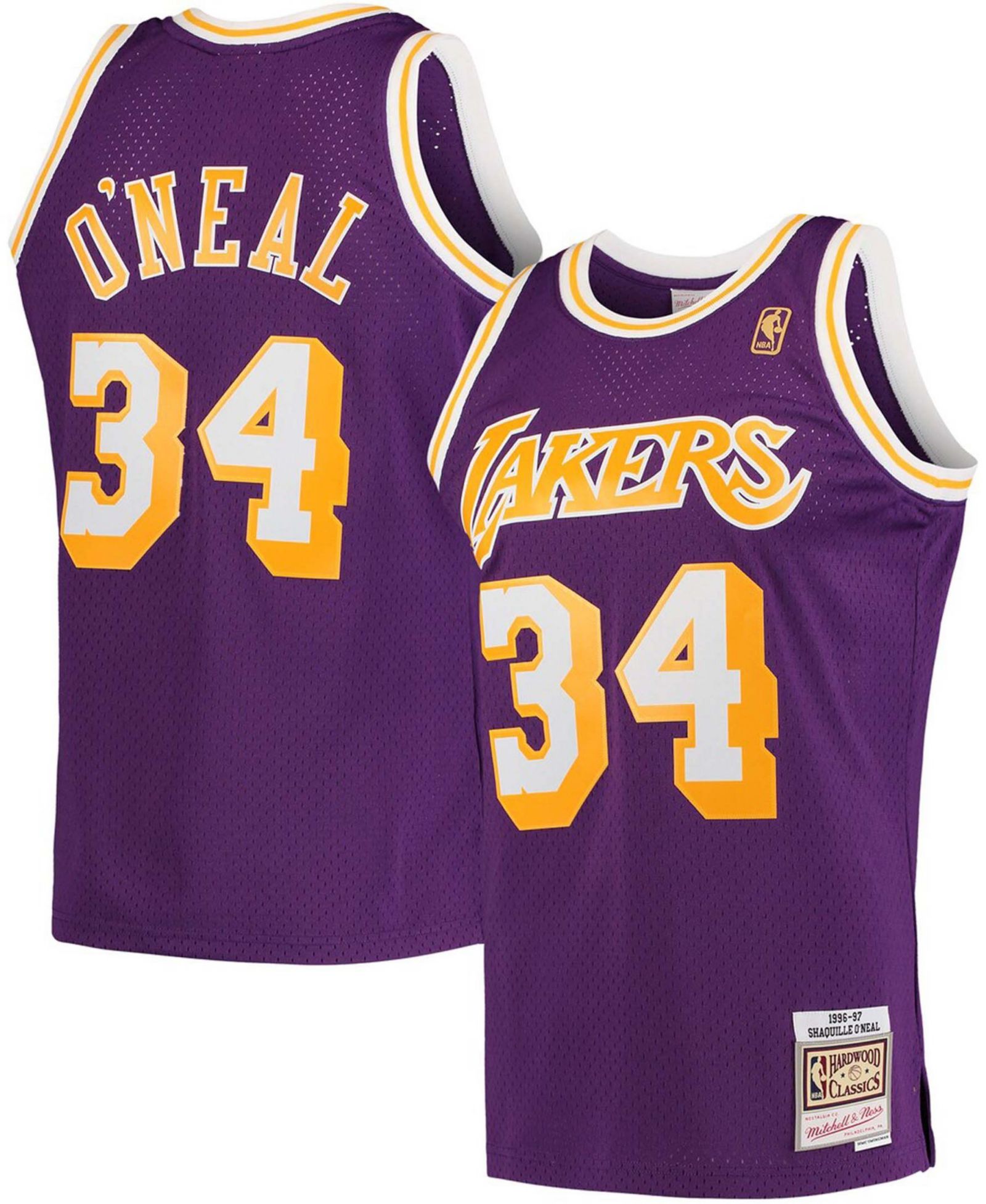 Мужская джерси Mitchell & Ness Shaquille O'Neal Purple Los Angeles Lakers Hardwood Classics Swingman
