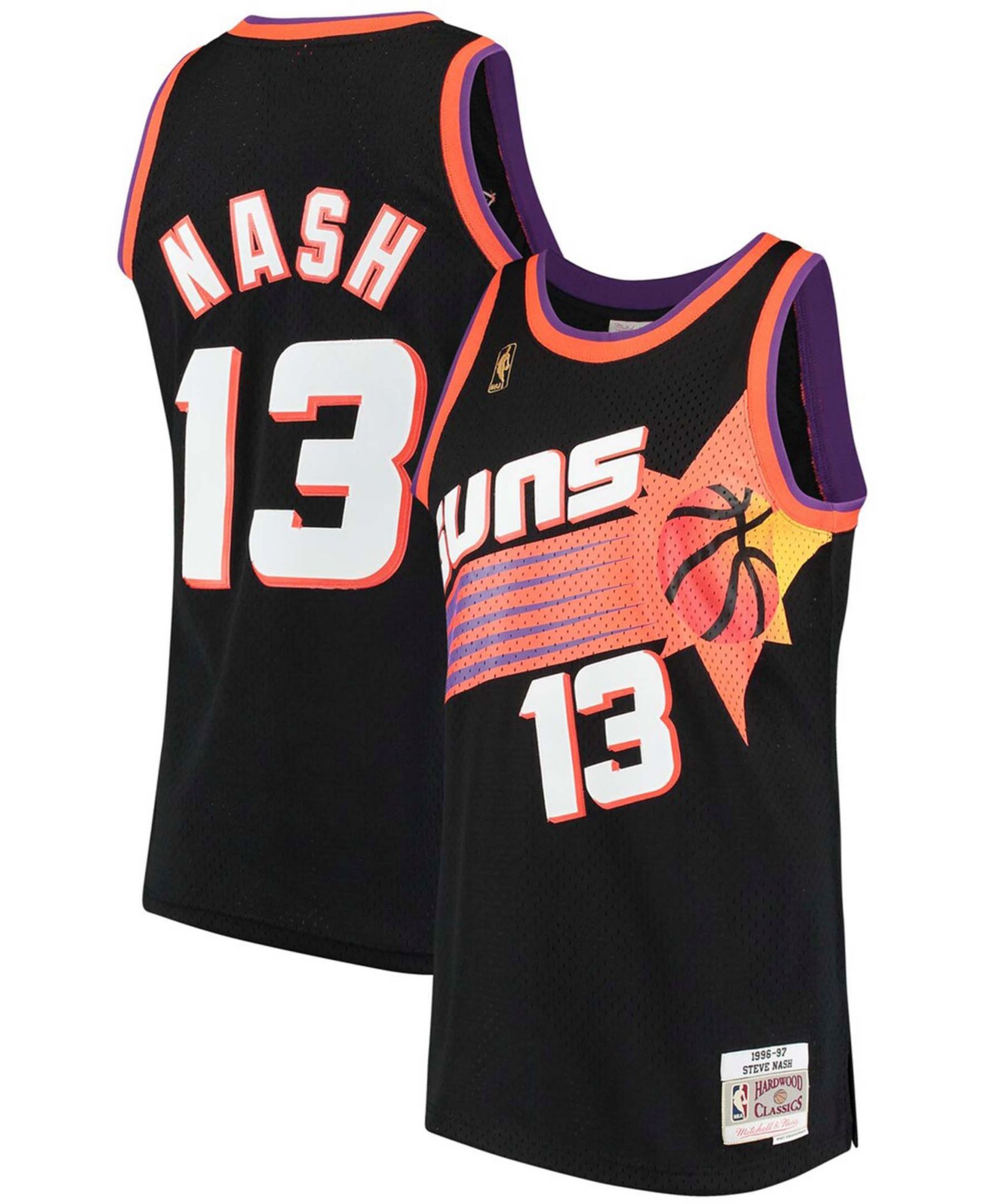 Мужская джерси Mitchell & Ness Steve Nash Black Phoenix Suns 1996-97 Hardwood Classics Swingman