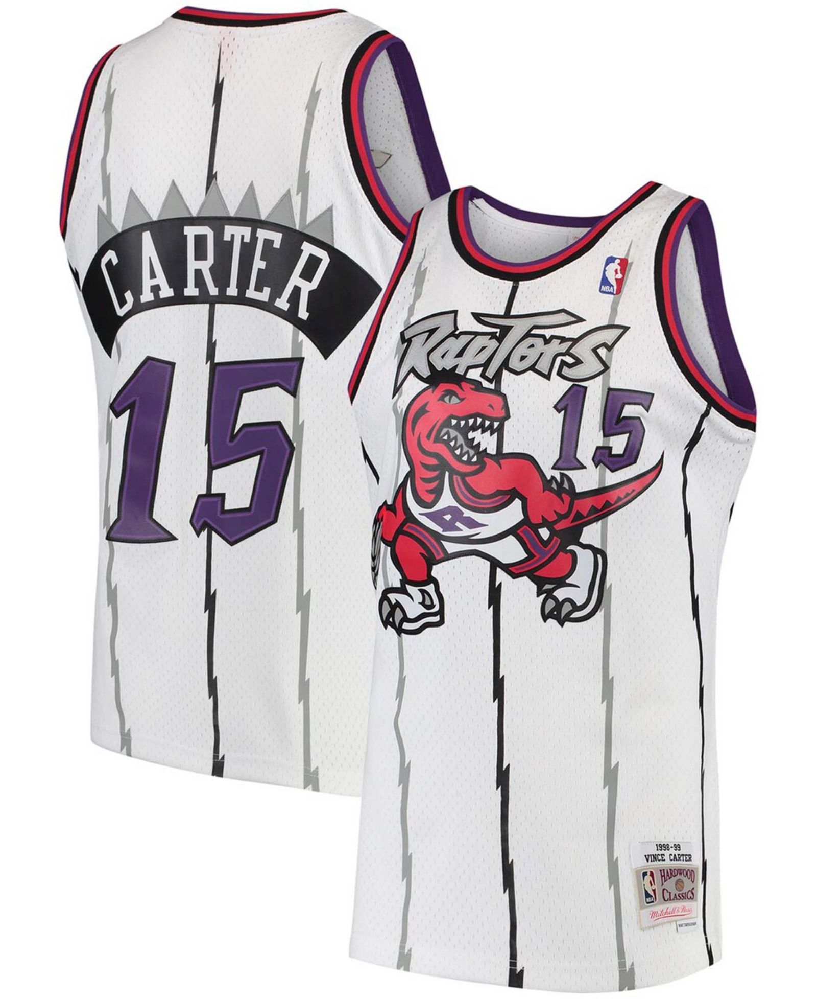 Мужская джерси Mitchell & Ness Vince Carter White Toronto Raptors 1997-98 Hardwood Classics Swingman