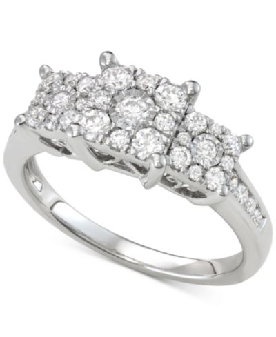 Diamond Princess Triple Halo Engagement Ring (3/4 ct. t.w.) in 14k White, Yellow or Rose Gold