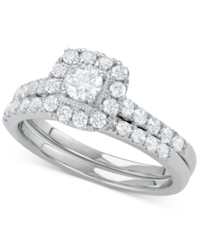 Diamond Halo обручальное кольцо в 14k White или Rose Gold