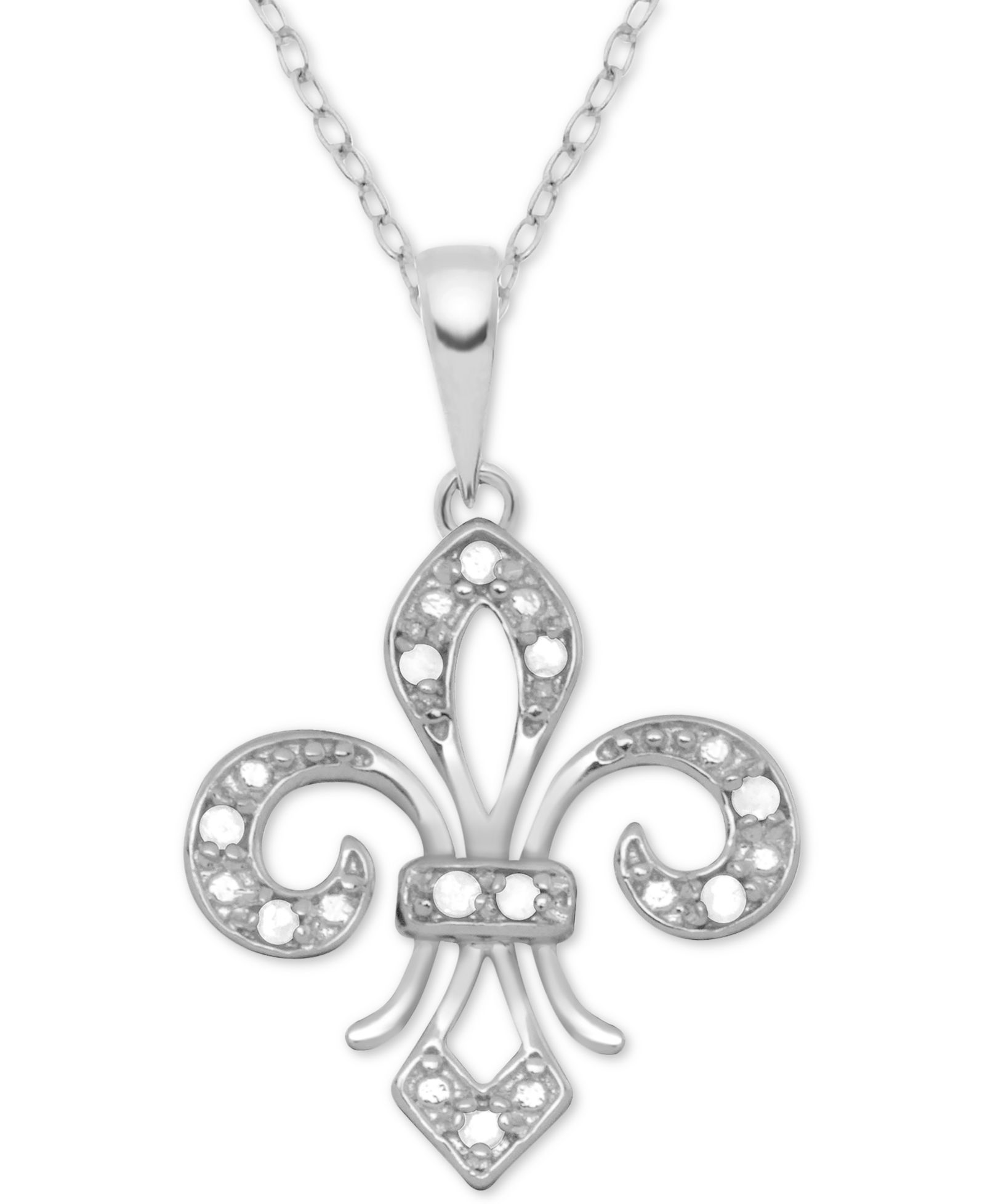 Подвеска Diamond Fleur-de-Lis 18" из стерлингового серебра
