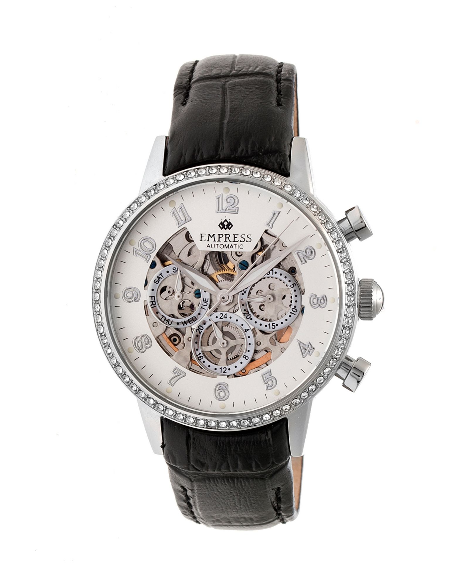 Часы Empress Beatrice Automatic Silver Case, Black Leather 38mm