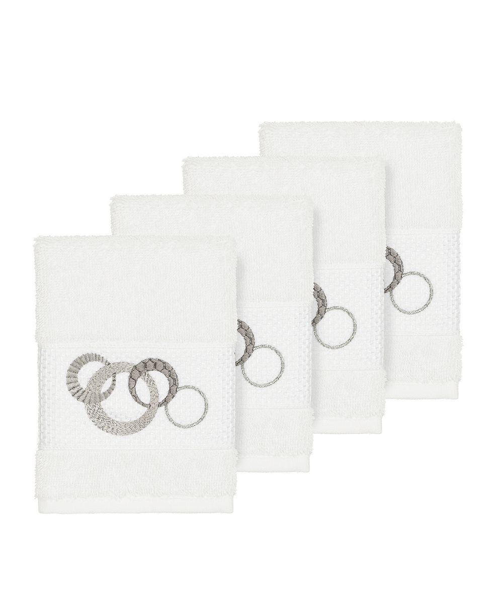 Linum Home Turkish Cotton Annabelle 4-Pc. Embellished Washcloth Set