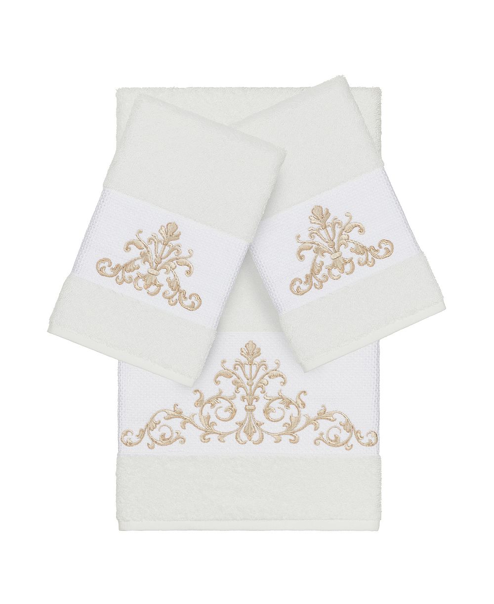 Linum Home Turkish Cotton Scarlet 3-Pc. Embellished Towel Set