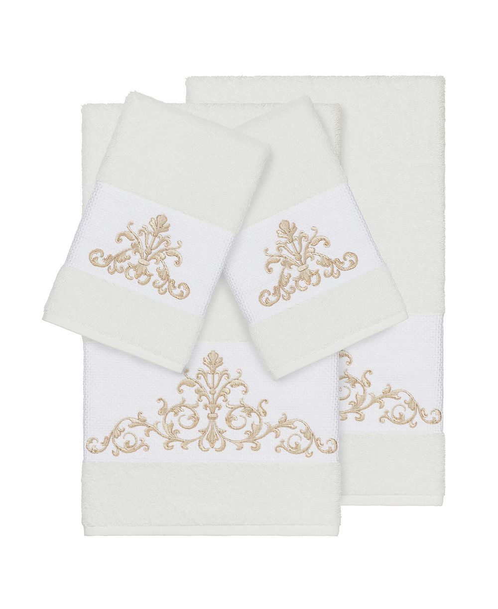 Linum Home Turkish Cotton Scarlet 4-Pc. Embellished Towel Set