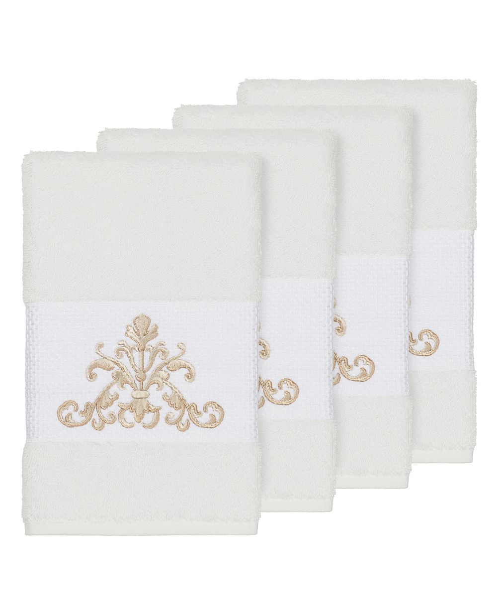Linum Home Turkish Cotton Scarlet 4-Pc. Embellished Hand Towel Set