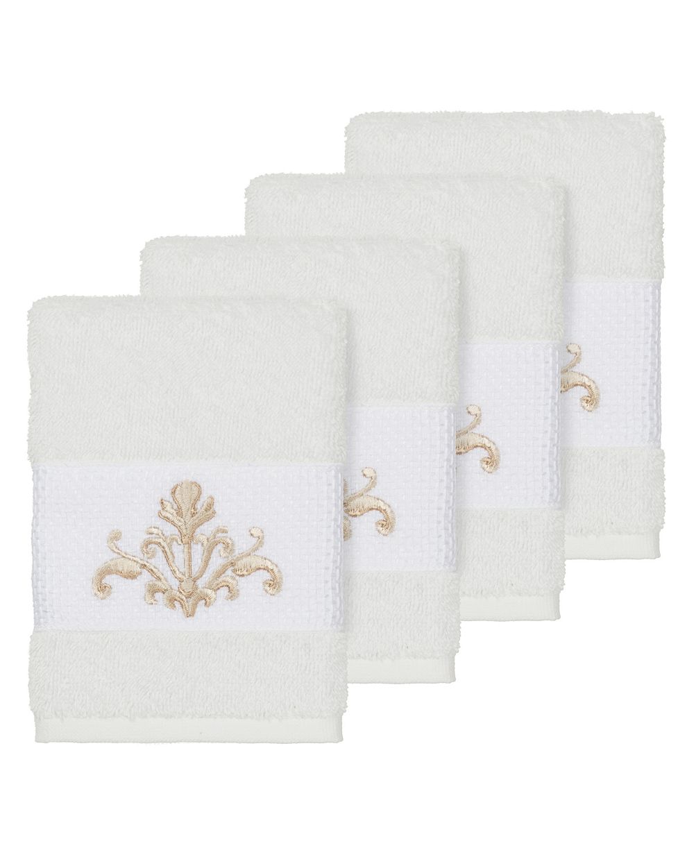 Linum Home Turkish Cotton Scarlet 4-Pc. Embellished Washcloth Set