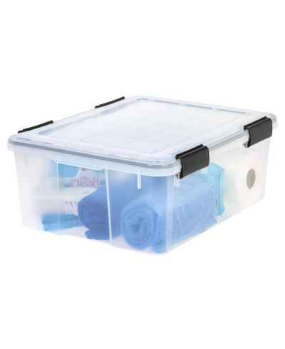 IRIS 30.6qt WEATHERPRO Airtight Plastic Storage Bin with Lid and Seal and Secure Latching Buckles