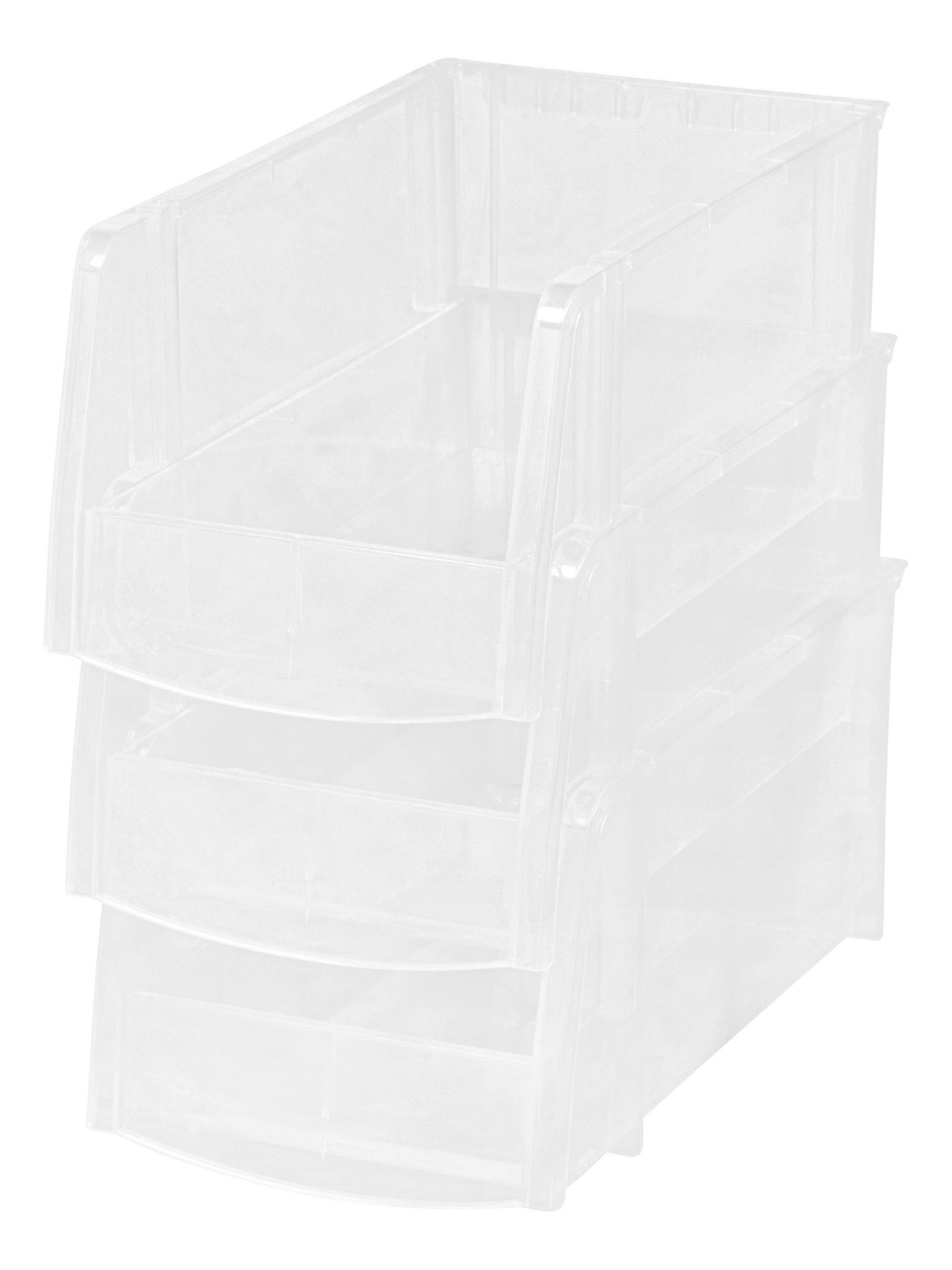 IRIS 8 Pack Medium Storage Basket, Stackable Open Front Organizer Bin for Pantry, Clear